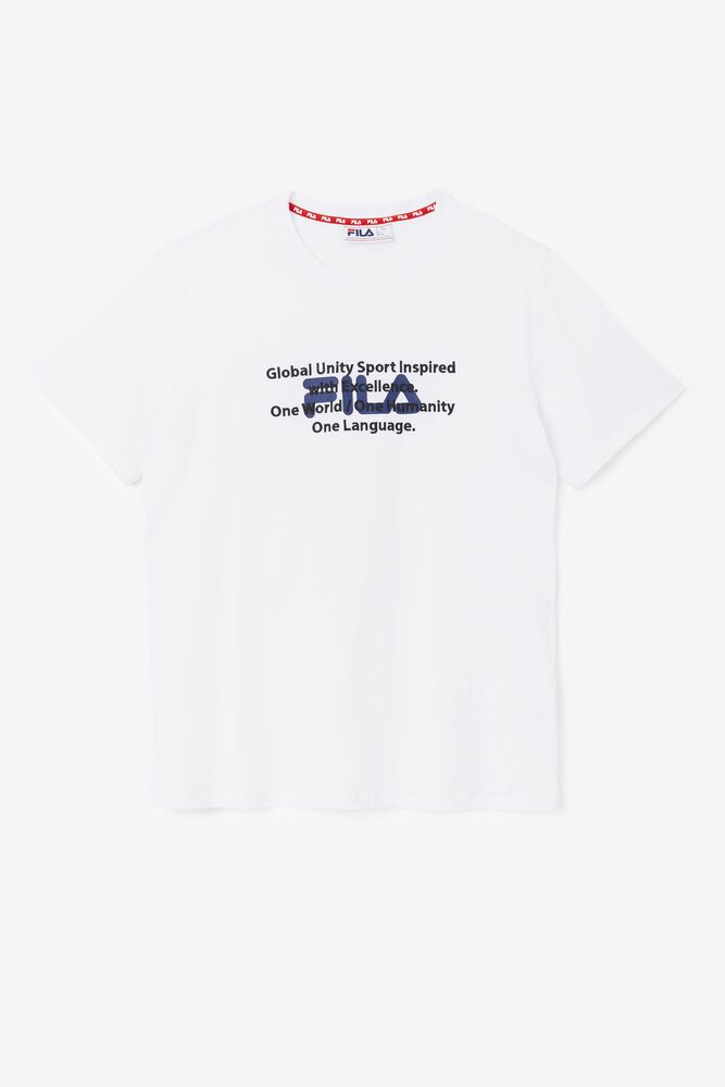 Fila T-Shirt Mens White - Pepacton - Philippines 3168524-TR